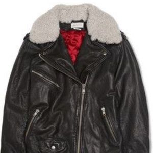 ISO isabel Marant Benny Shearling Collar Moto Coat